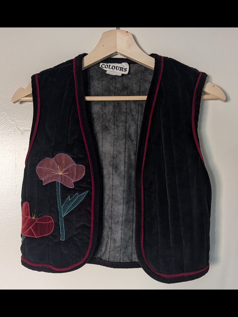 Black Quilted Floral Vest